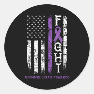Autoimmune disease warrior us flag classic round sticker