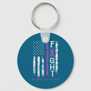 Autoimmune disease warrior us flag keychain
