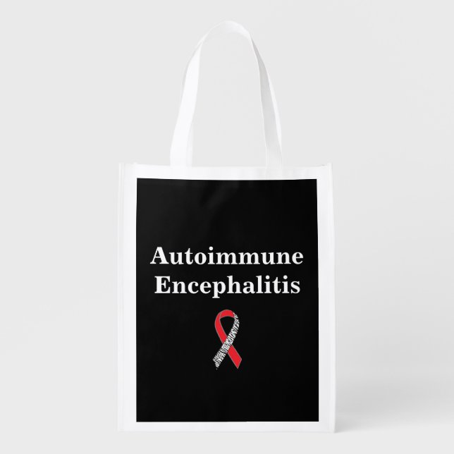 Autoimmune Encephalitis awareness ribbon Grocery Bag (Front)