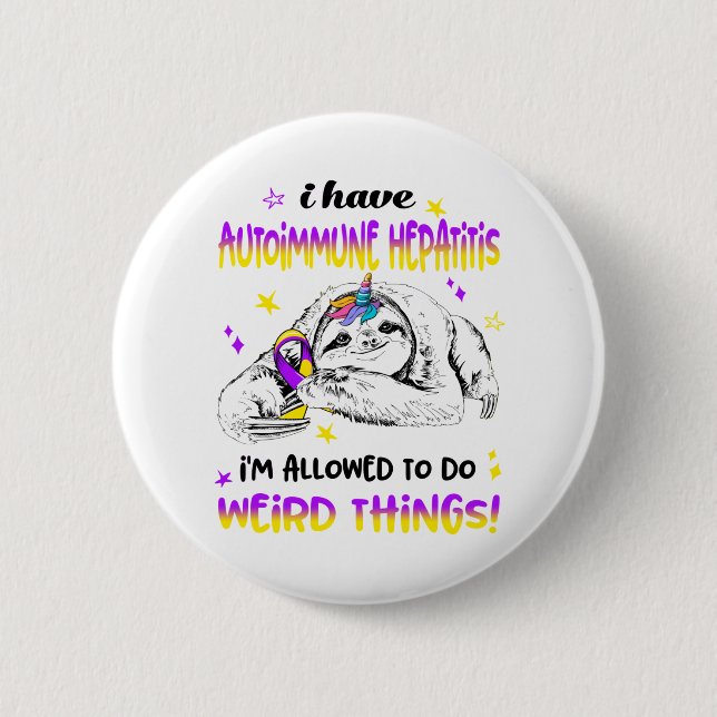 Autoimmune Hepatitis Awareness Month Ribbon Gifts Button (Front)