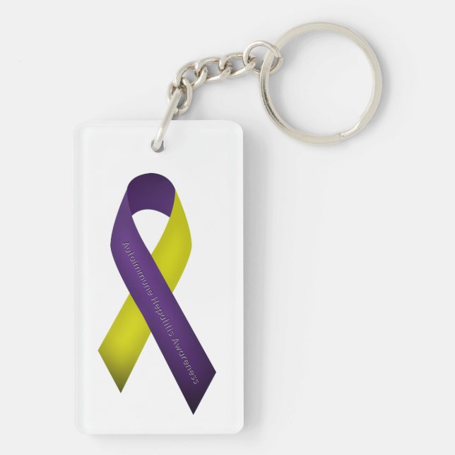 Autoimmune Hepatitis Awareness Purple Yellow Keychain (Back)