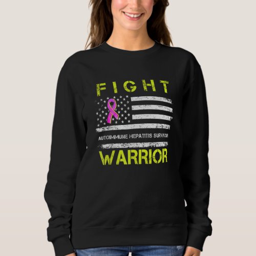 Autoimmune Hepatitis Survivor Warrior America Flag Sweatshirt