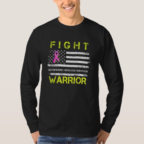 Autoimmune Hepatitis Survivor Warrior America Flag T_Shirt