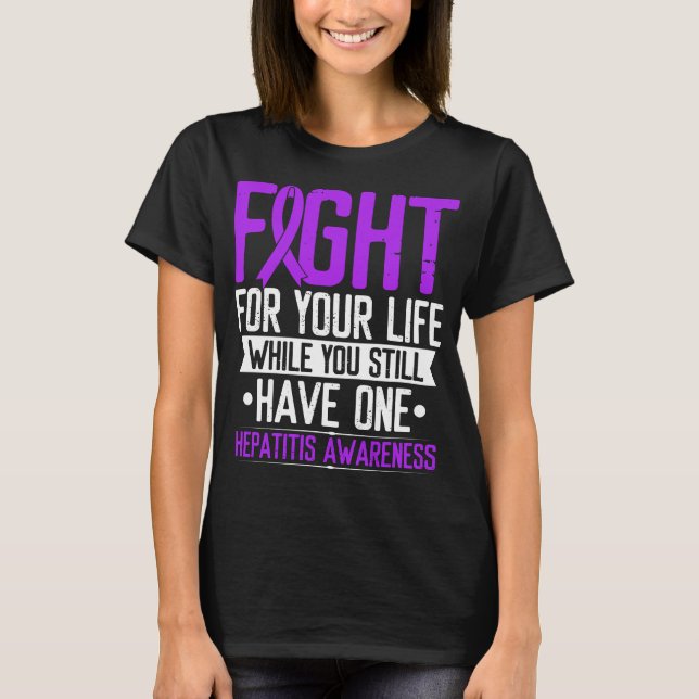 Autoimmune Hepatitis your Life Purple Ribbon T-Shirt (Front)