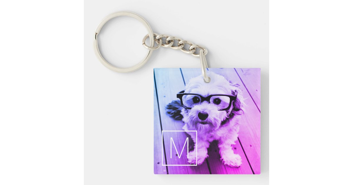 AUTOMATIC Filter of Your Photo & Monogram Miami Keychain