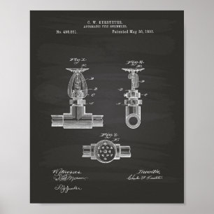 Automatic Fire Sprinkler 1893 Patent - Chalkboard Poster