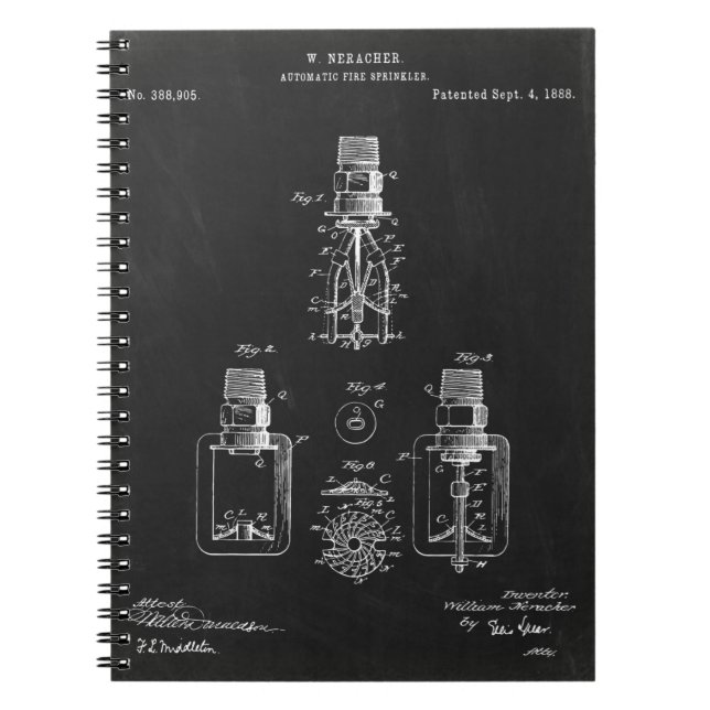 Automatic Fire sprinkler, patent Notebook (Front)