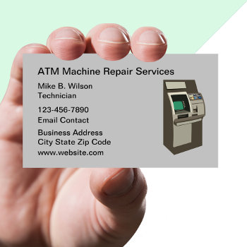 Automatic Teller Machine Repair Services Business Card by Luckyturtle at Zazzle
