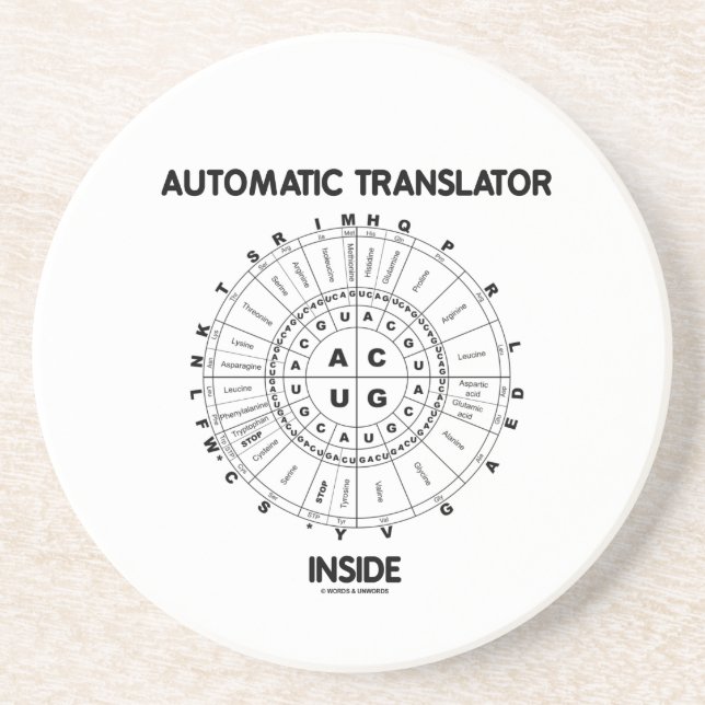Automatic Translator Inside (RNA Codon Wheel) Drink Coaster (Front)