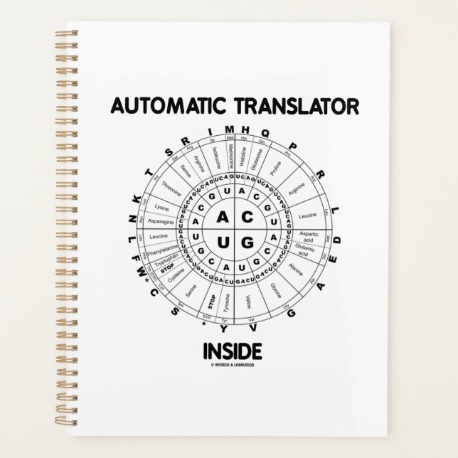 Automatic Translator Inside RNA Codon Wheel Planner (Front)