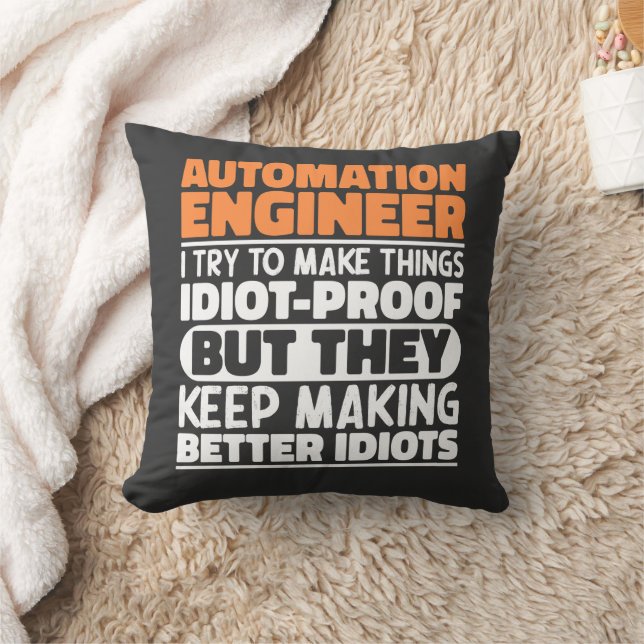 Automation Engineer I Try To Make Things Funny Throw Pillow (Blanket)
