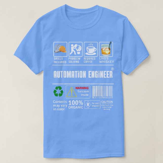 Automation Engineer Label Skills Solving Coffee Wh T-Shirt (Design Front)