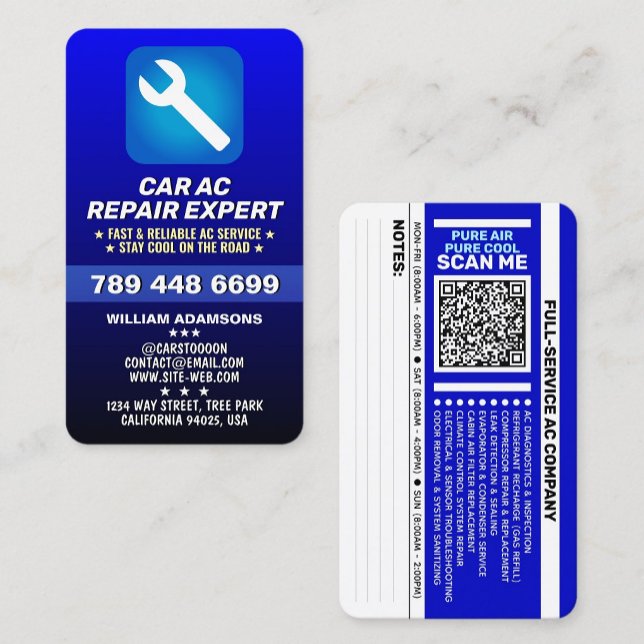 Automobile Car Mechanic | Best Car AC Repair Business Card ( local garage and a mobile mechanic ac repair )