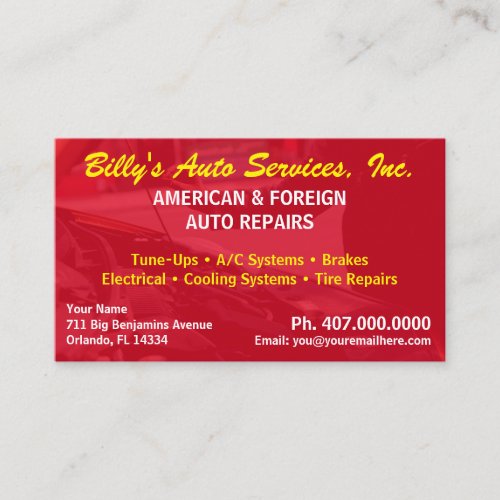Automobile Car Repair Mechanic 2 Sided Template Bu Business Card