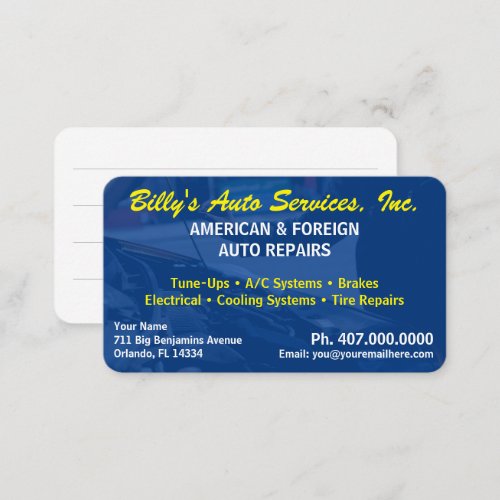 Automobile Car Repair Mechanic 2 Sided Template Business Card