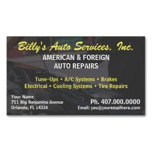 Automobile Car Repair Mechanic Template Business Card Magnet