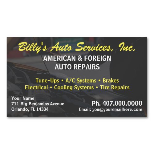 Automobile Car Repair Mechanic Template Business Card Magnet