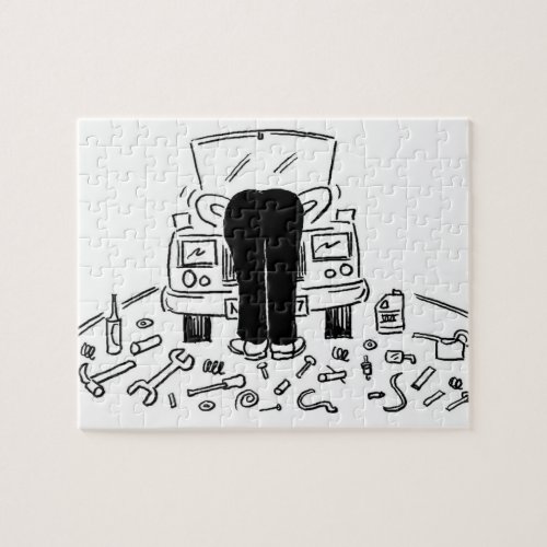 Automobile Car Servicing Cartoon Jigsaw Puzzle