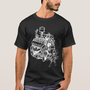 automobile car v 12 engine motor illustration art T-Shirt