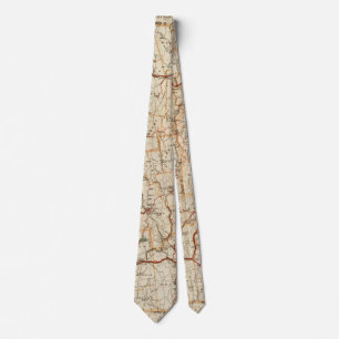 Automobile map Massachusetts vintage geography car Neck Tie