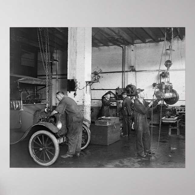 Automobile Repair Shop, 1919. Vintage Photo Poster (Front)