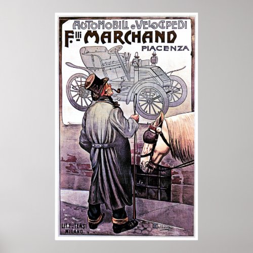 Automobile Velocipede Advertising Milano Italy Poster