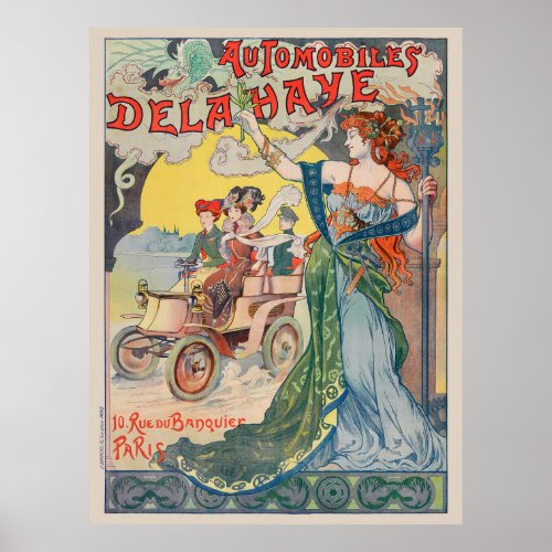 Automobiles Delahaye France Vintage Poster 1898