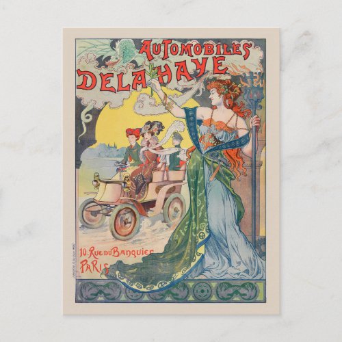 Automobiles Delahaye France Vintage Poster 1898 Postcard