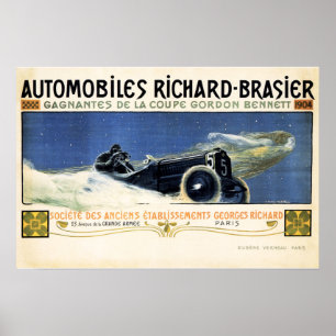 AUTOMOBILES RICHARD BRASIER Advertisement Old Car Poster