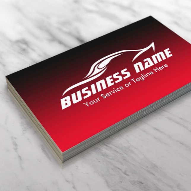Automotive Auto Repair Cool Black & Red Car Business Card (Creator Uploaded)