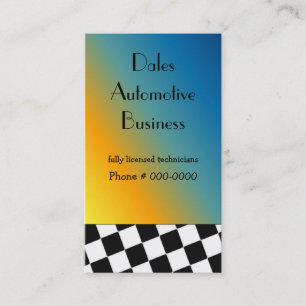 Automotive Black and White Checkered Design Business Card