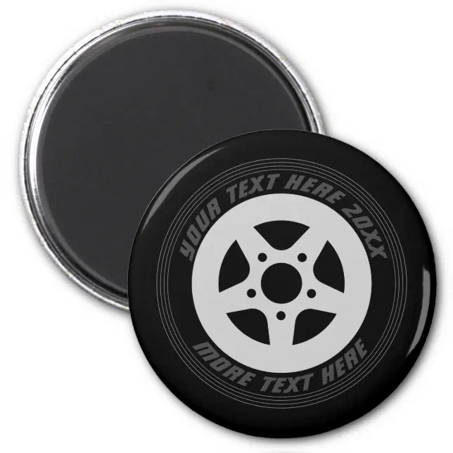 Automotive black car tire wheel cool custom fridge magnet