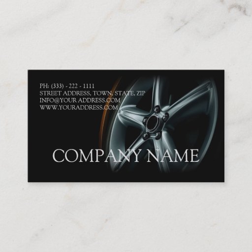 Customizable Automotive Black Car Wheel Mechanic Repair Card