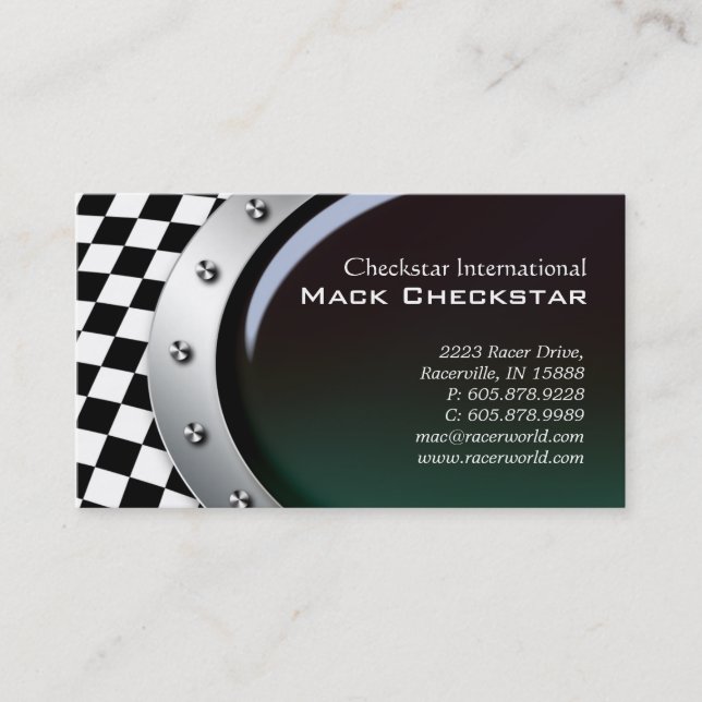 Automotive Business Card Racing Checkers Bolts (Front)