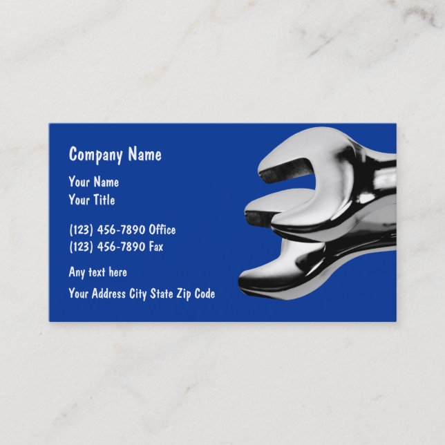 Automotive Business Cards Car Mechanic Wrenches (Front)