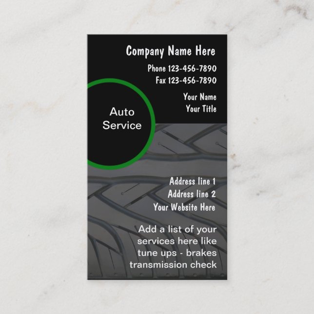 Automotive Business Cards Vertical (Front)