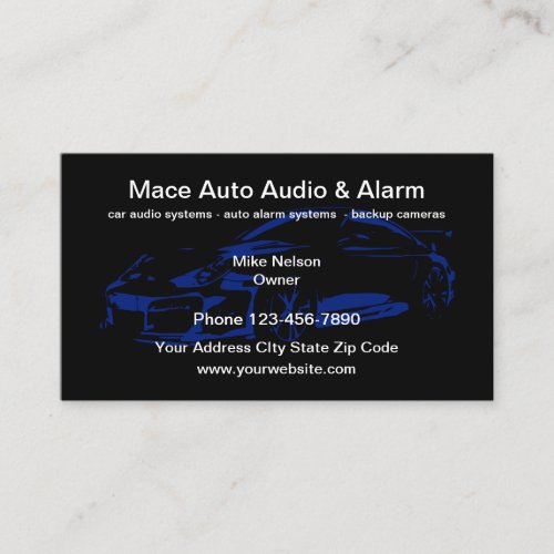 Automotive Car Audio And Security Business Card