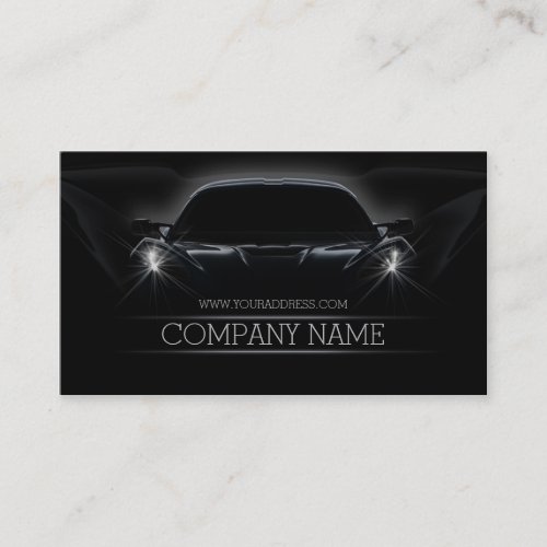 Automotive Car Front Light Black Business Card