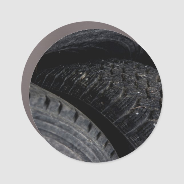 Automotive Car old tires Black Road trips  Car Magnet (Front)