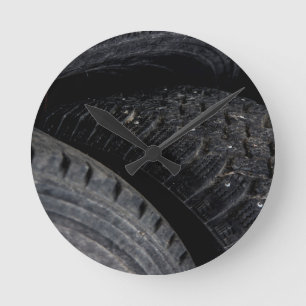 Automotive Car old tires Black Road trips Round Clock