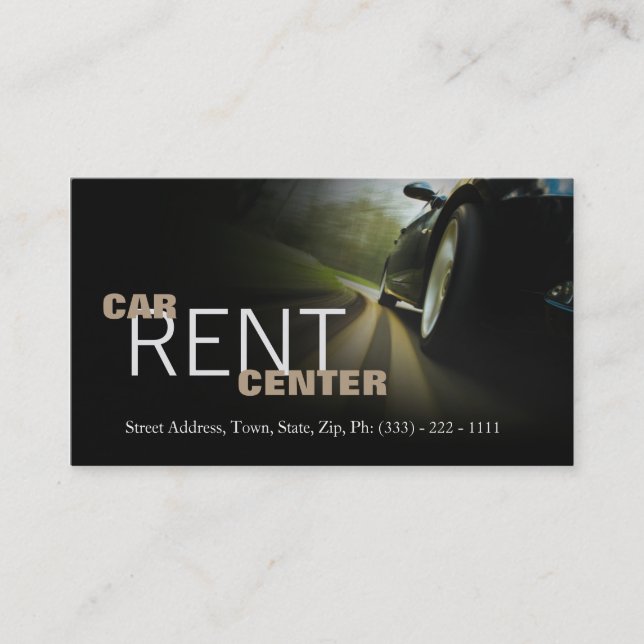 Automotive Car Rent Center Fast Road Business Card (Front)