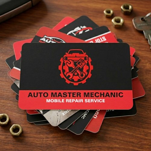 AUTOMOTIVE CAR REPAIR SERVICE | AUTO MECHANIC BUSINESS CARD