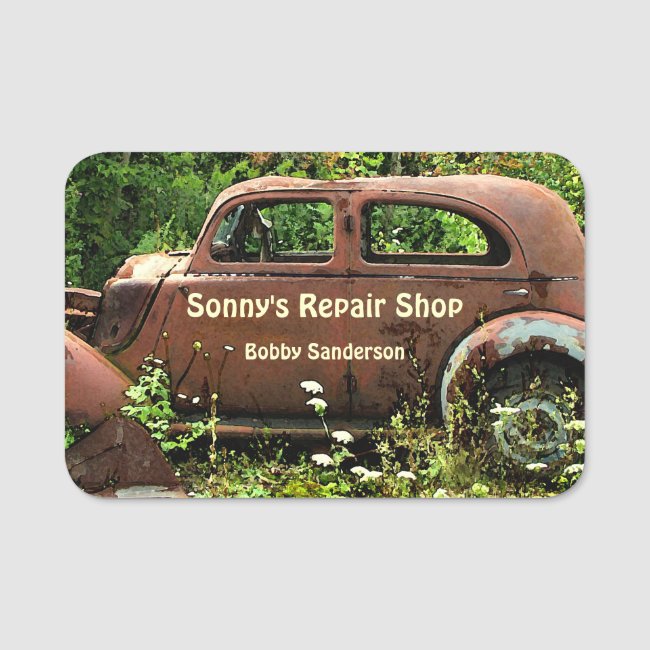 Automotive Car Repair Shop Name Tag