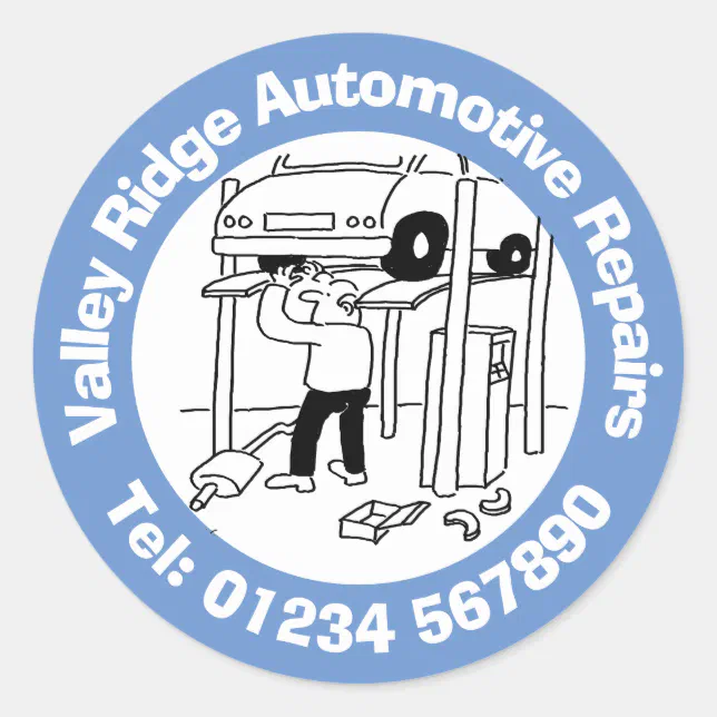 Automotive Car Repairs & Mechanics. Classic Round Sticker | Zazzle