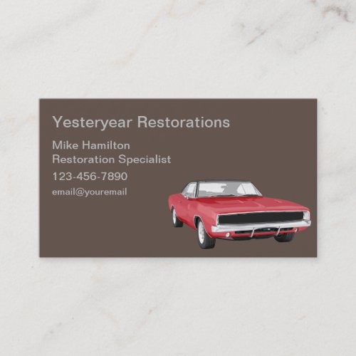 Automotive Car Restoration Specialist Business Card