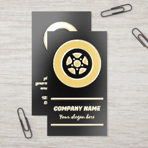 Automotive car tire rim logo gold foil spot gloss business cards