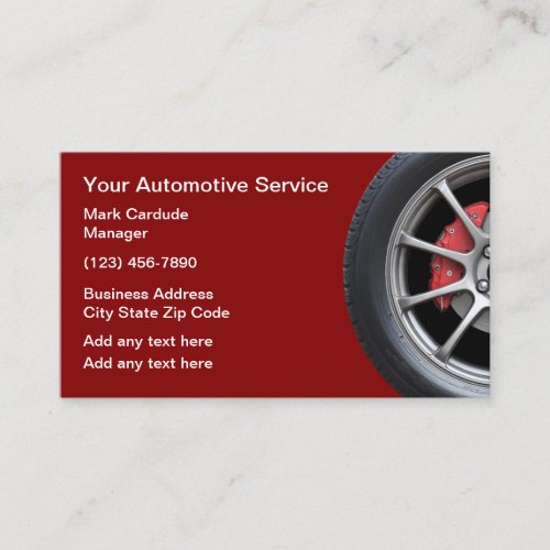 Automotive Car Tire Theme Business Cards