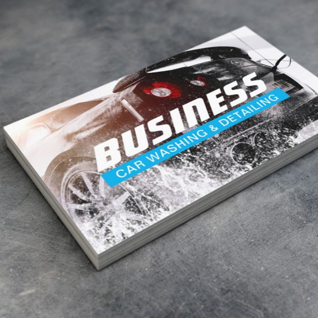 Automotive Car Wash & Auto Detailing Blue Label Business Card (Creator Uploaded)