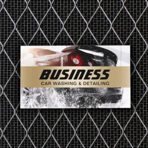 Automotive Car Wash Auto Detailing Gold Stripe Business Card