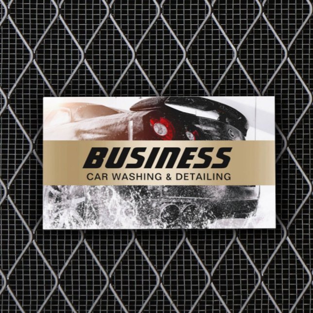 Automotive Car Wash Auto Detailing Gold Stripe Business Card (Creator Uploaded)